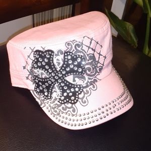 Chic Pink Women's Hat with Studded Design